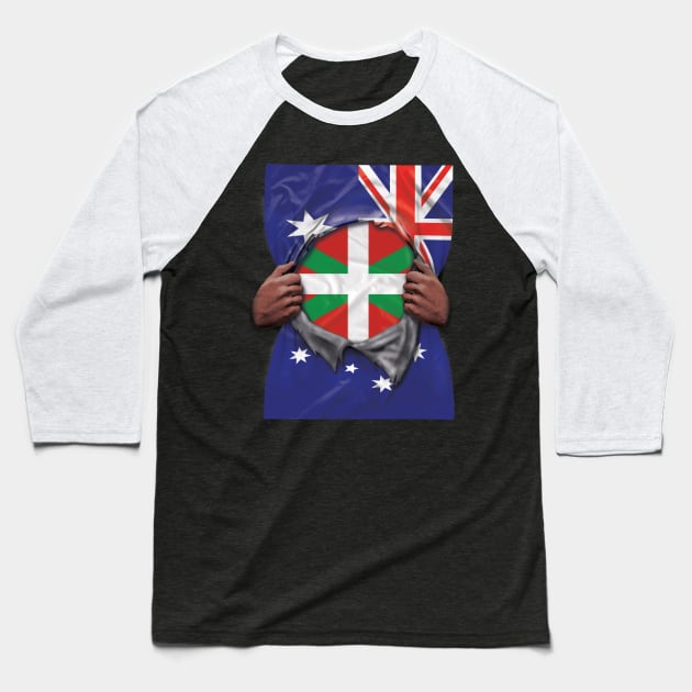 Bilbao Flag Australian Flag Ripped - Gift for Basque From Bilbao Baseball T-Shirt by Country Flags